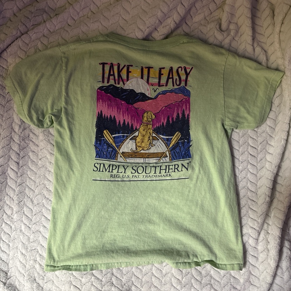 Simply Southern Kids Light Green 'Take It Easy' Tee